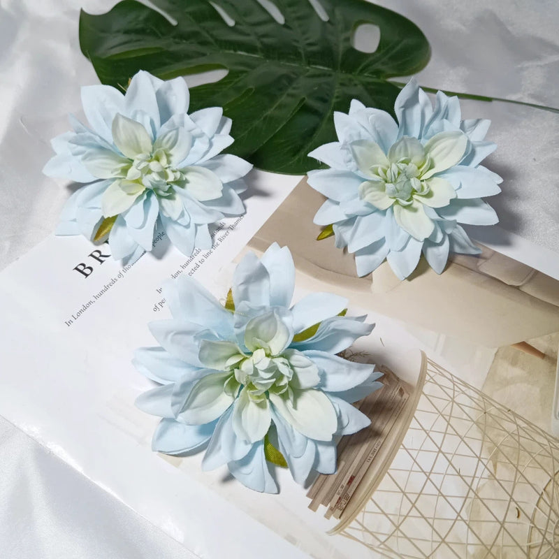 3-Pack Mini Dahlia Flower Heads, 4-Inch Realistic Silk Flowers for DIY Crafts, Wedding Decor, Wreaths, Corsages & Hair Accessories