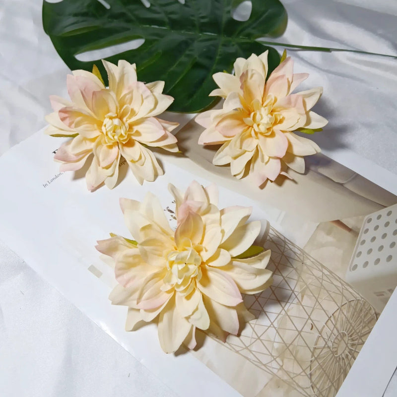 3-Pack Mini Dahlia Flower Heads, 4-Inch Realistic Silk Flowers for DIY Crafts, Wedding Decor, Wreaths, Corsages & Hair Accessories