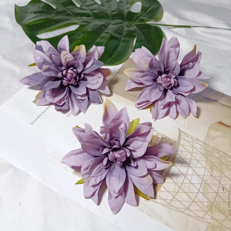 3-Pack Mini Dahlia Flower Heads, 4-Inch Realistic Silk Flowers for DIY Crafts, Wedding Decor, Wreaths, Corsages & Hair Accessories