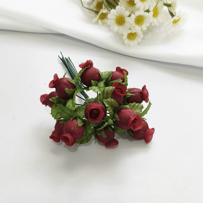 12-Stem Mini Pomegranate Flower Bunch, Delicate 1" Faux Blooms, Realistic Accent Stems for DIY Weddings, Boutonnieres, Home & Gift Decor