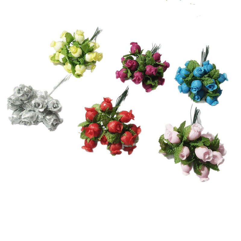 12-Stem Mini Pomegranate Flower Bunch, Delicate 1" Faux Blooms, Realistic Accent Stems for DIY Weddings, Boutonnieres, Home & Gift Decor