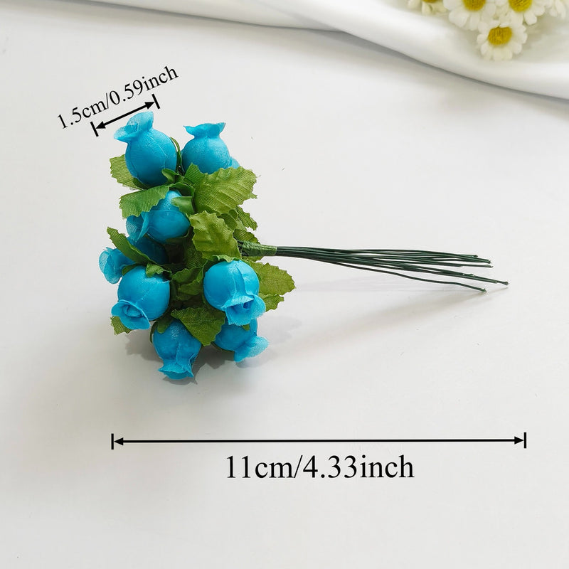 12-Stem Mini Pomegranate Flower Bunch, Delicate 1" Faux Blooms, Realistic Accent Stems for DIY Weddings, Boutonnieres, Home & Gift Decor