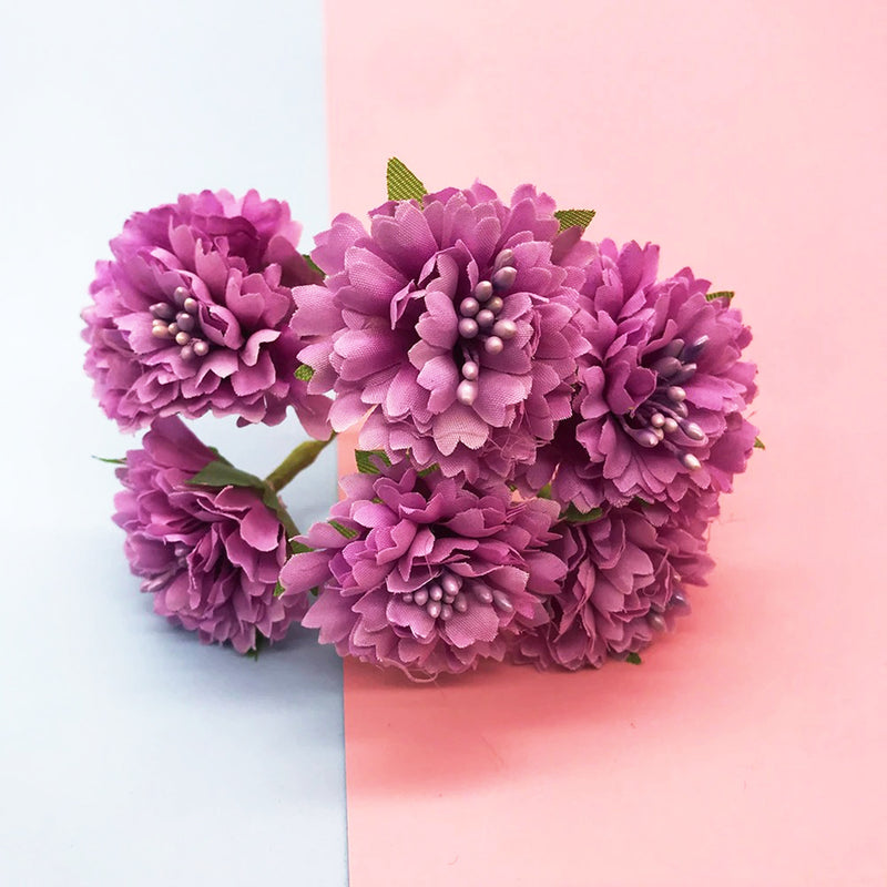 Mini Faux Carnation & Peony Bouquet, 4-Inch Realistic Flower Bunch for DIY Wedding Corsages, Boutonnieres, Wreaths & Craft Projects