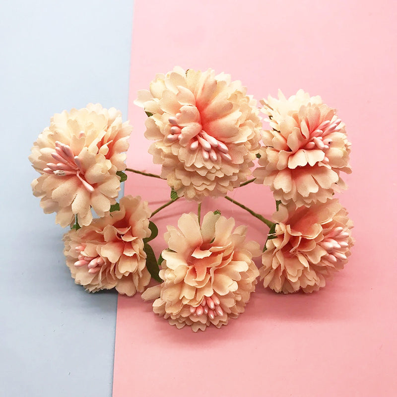 Mini Faux Carnation & Peony Bouquet, 4-Inch Realistic Flower Bunch for DIY Wedding Corsages, Boutonnieres, Wreaths & Craft Projects