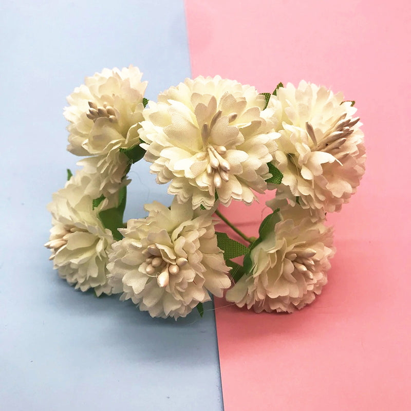 Mini Faux Carnation & Peony Bouquet, 4-Inch Realistic Flower Bunch for DIY Wedding Corsages, Boutonnieres, Wreaths & Craft Projects
