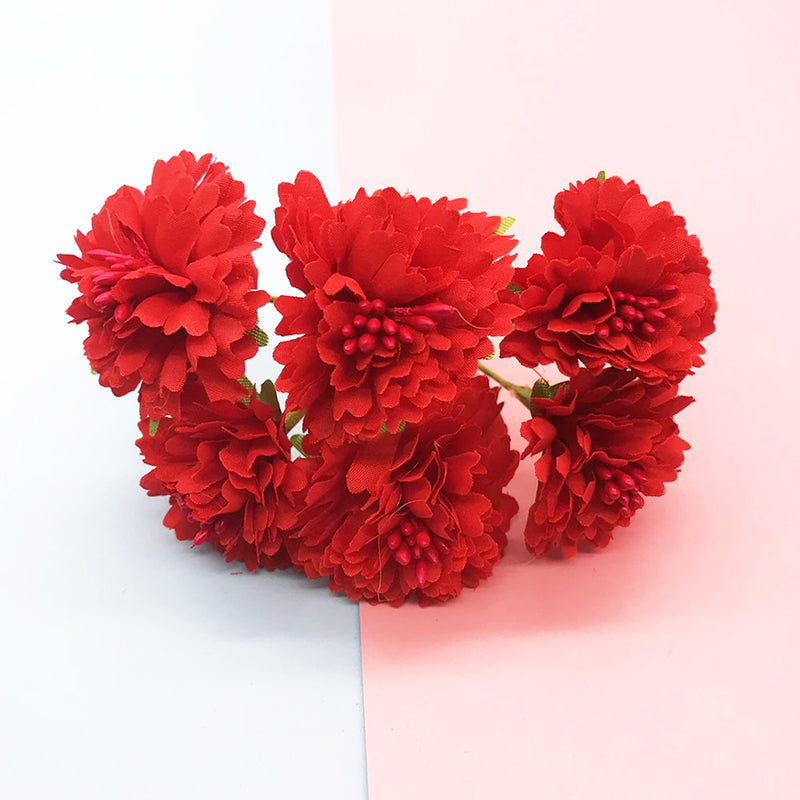 Mini Faux Carnation & Peony Bouquet, 4-Inch Realistic Flower Bunch for DIY Wedding Corsages, Boutonnieres, Wreaths & Craft Projects