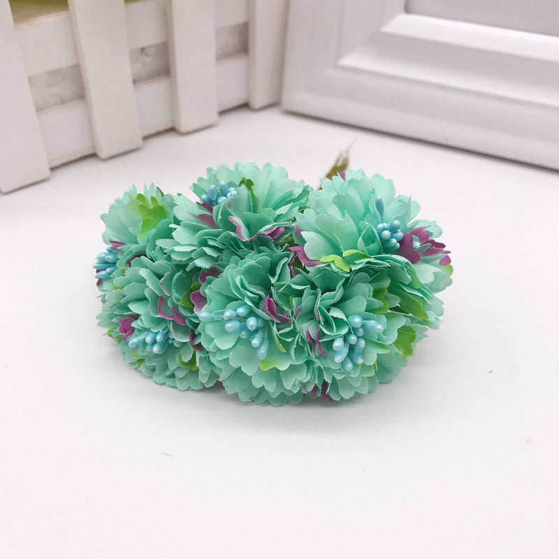 Mini Faux Carnation & Peony Bouquet, 4-Inch Realistic Flower Bunch for DIY Wedding Corsages, Boutonnieres, Wreaths & Craft Projects
