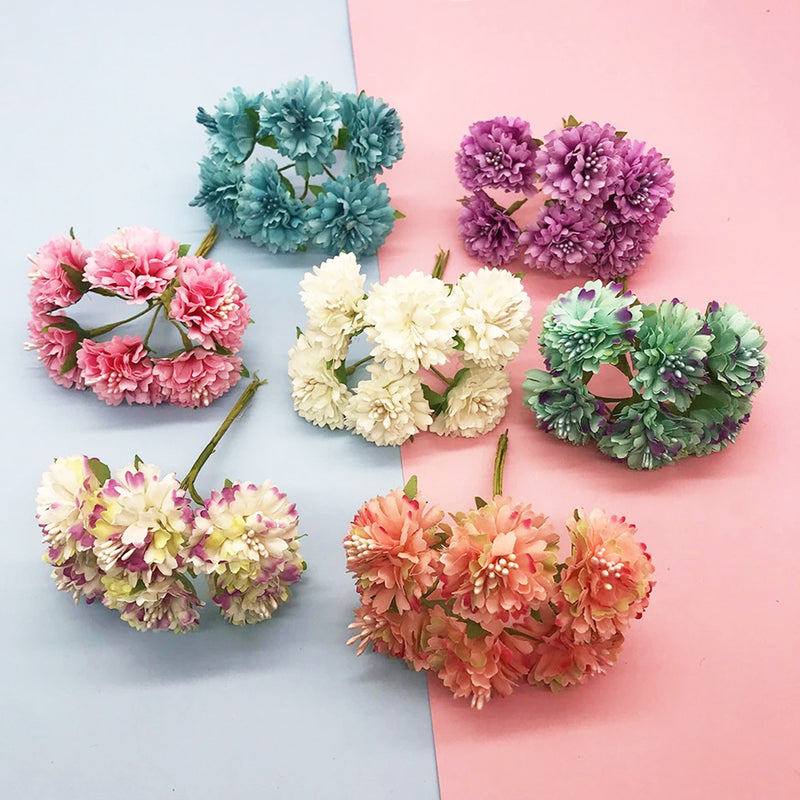 Mini Faux Carnation & Peony Bouquet, 4-Inch Realistic Flower Bunch for DIY Wedding Corsages, Boutonnieres, Wreaths & Craft Projects