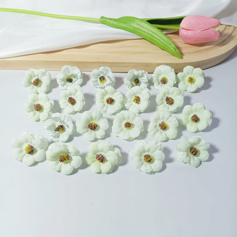 100pcs Mini Daisy Flower Heads, Bulk Faux Silk Daisies for DIY Wedding Crafts, Boutonnieres, Home Decor & Gift Embellishments, Dainty White