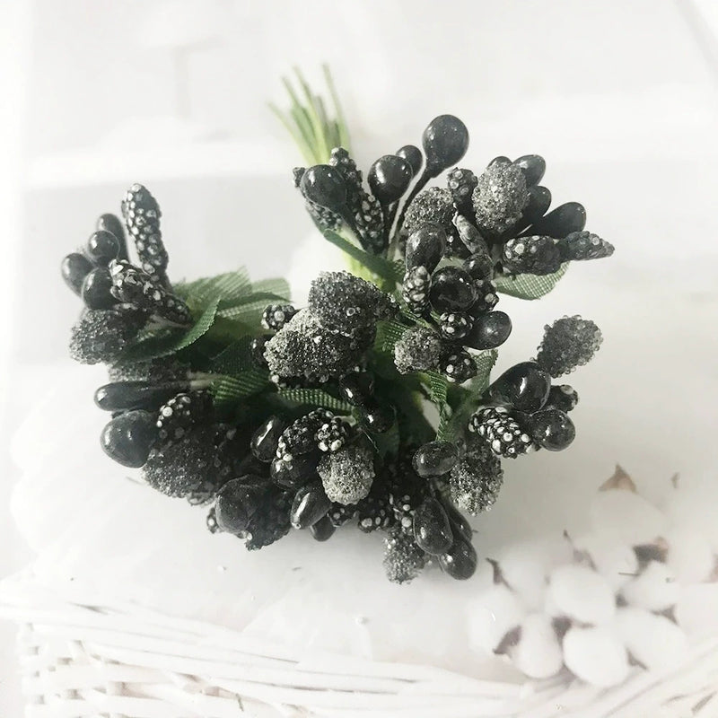 Realistic Mini Berry Picks, 12-Stem Bunch, 3.5" Artificial Stems for DIY Wedding Crafts, Wreath Making, Boutonnieres & Holiday Decor