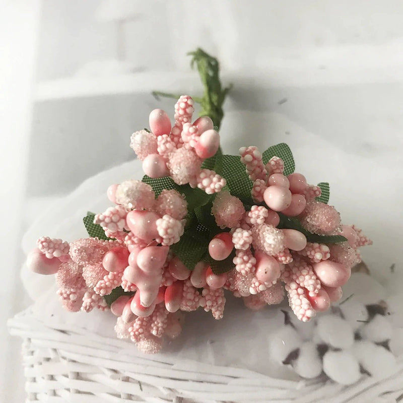Realistic Mini Berry Picks, 12-Stem Bunch, 3.5" Artificial Stems for DIY Wedding Crafts, Wreath Making, Boutonnieres & Holiday Decor
