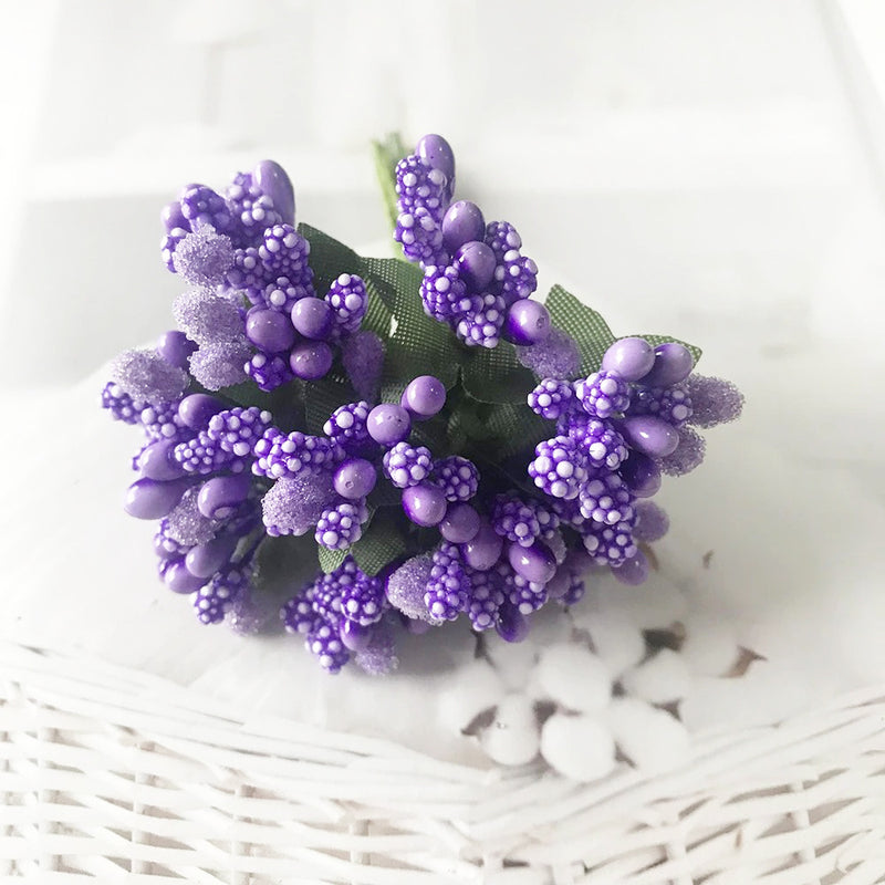 Realistic Mini Berry Picks, 12-Stem Bunch, 3.5" Artificial Stems for DIY Wedding Crafts, Wreath Making, Boutonnieres & Holiday Decor