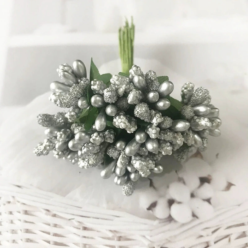 Realistic Mini Berry Picks, 12-Stem Bunch, 3.5" Artificial Stems for DIY Wedding Crafts, Wreath Making, Boutonnieres & Holiday Decor