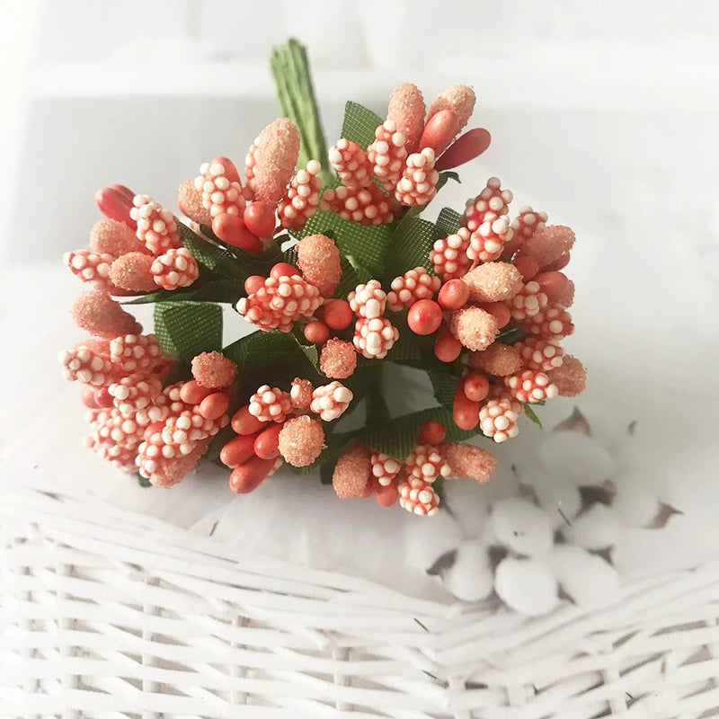 Realistic Mini Berry Picks, 12-Stem Bunch, 3.5" Artificial Stems for DIY Wedding Crafts, Wreath Making, Boutonnieres & Holiday Decor