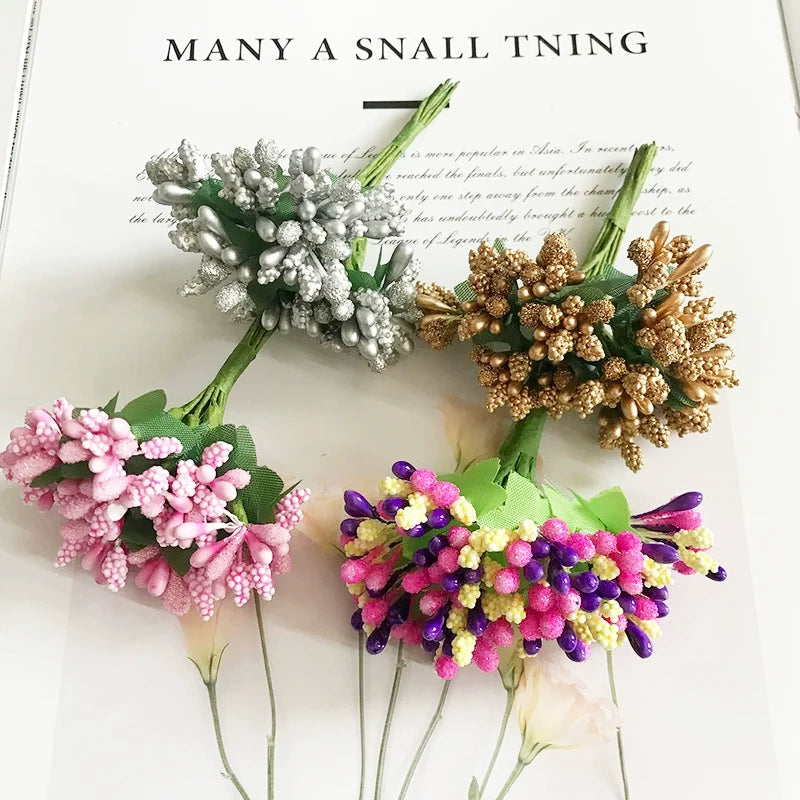 Realistic Mini Berry Picks, 12-Stem Bunch, 3.5" Artificial Stems for DIY Wedding Crafts, Wreath Making, Boutonnieres & Holiday Decor