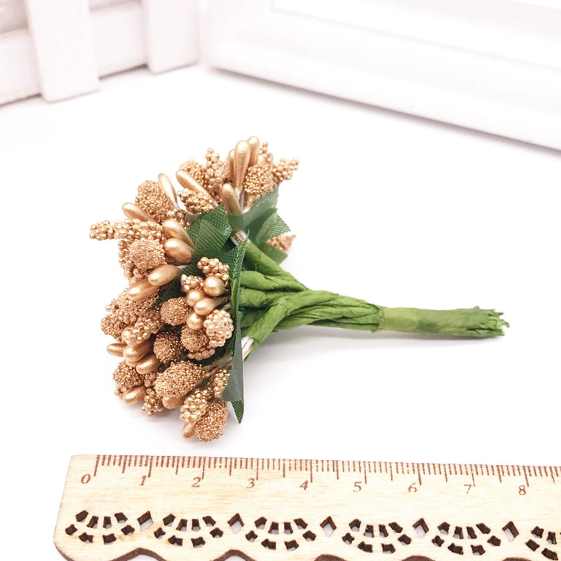 Realistic Mini Berry Picks, 12-Stem Bunch, 3.5" Artificial Stems for DIY Wedding Crafts, Wreath Making, Boutonnieres & Holiday Decor