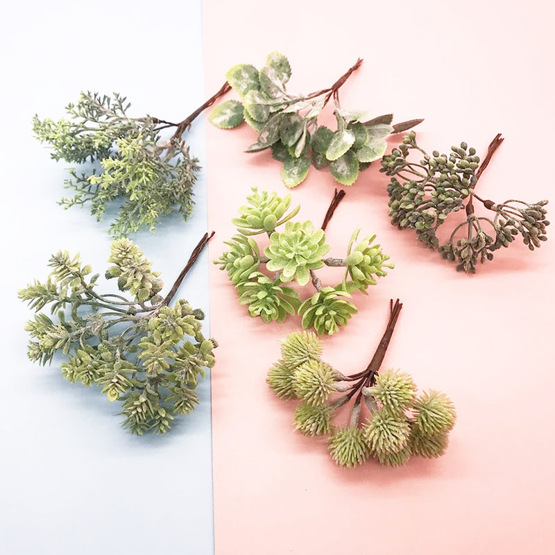 Faux Greenery Pick, 6" or 8" Realistic Plant Stem, Artificial Leaf Bunch for DIY Wedding Decor, Boutonnieres, Wreaths, Home Accents