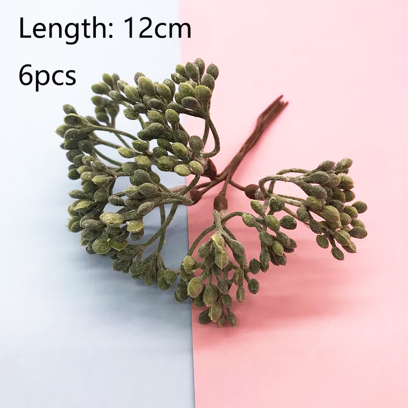 Faux Greenery Pick, 6" or 8" Realistic Plant Stem, Artificial Leaf Bunch for DIY Wedding Decor, Boutonnieres, Wreaths, Home Accents