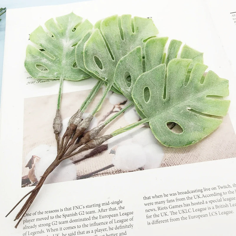 Faux Greenery Pick, 6" or 8" Realistic Plant Stem, Artificial Leaf Bunch for DIY Wedding Decor, Boutonnieres, Wreaths, Home Accents