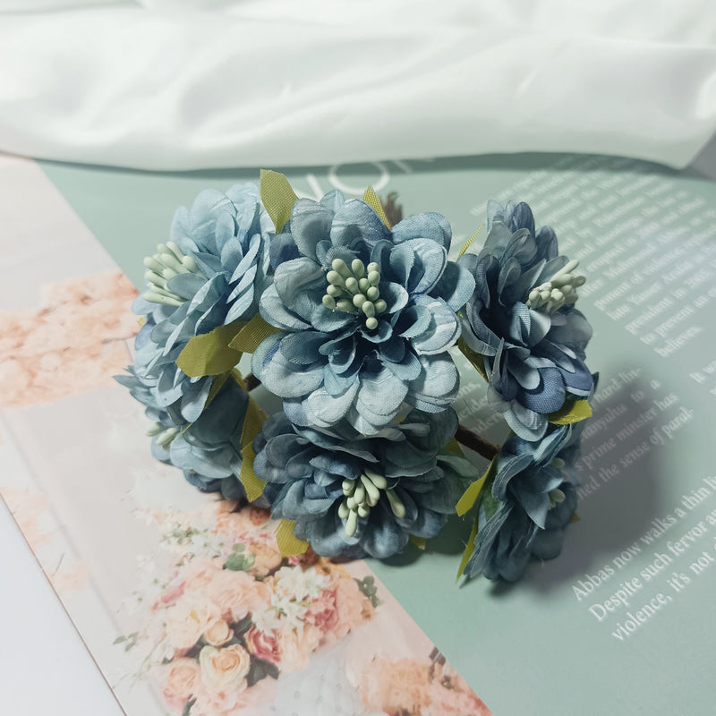 Mini Dahlia Flower Bunch, 4.5" Realistic Faux Floral Pick, Small Artificial Flowers for DIY Wedding Corsages, Wreaths, Gift Decor, Boutonnieres