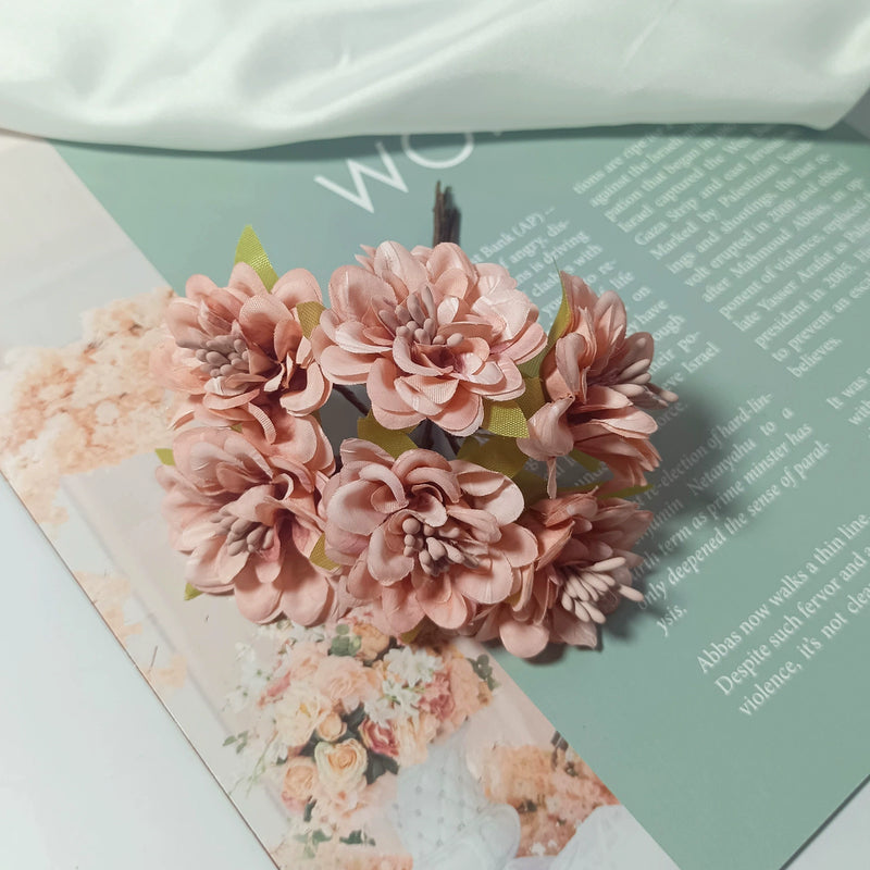 Mini Dahlia Flower Bunch, 4.5" Realistic Faux Floral Pick, Small Artificial Flowers for DIY Wedding Corsages, Wreaths, Gift Decor, Boutonnieres