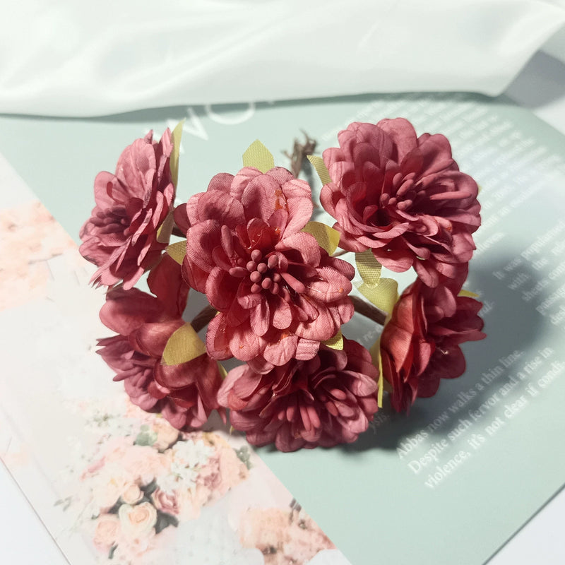 Mini Dahlia Flower Bunch, 4.5" Realistic Faux Floral Pick, Small Artificial Flowers for DIY Wedding Corsages, Wreaths, Gift Decor, Boutonnieres