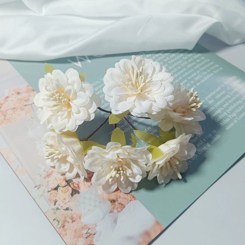 Mini Dahlia Flower Bunch, 4.5" Realistic Faux Floral Pick, Small Artificial Flowers for DIY Wedding Corsages, Wreaths, Gift Decor, Boutonnieres