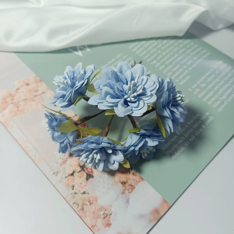 Mini Dahlia Flower Bunch, 4.5" Realistic Faux Floral Pick, Small Artificial Flowers for DIY Wedding Corsages, Wreaths, Gift Decor, Boutonnieres
