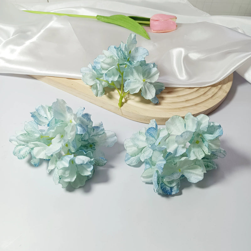 4-Head Singed-Edge Hydrangea Stem, 2" Realistic Faux Flowers for DIY Wedding Bouquets, Centerpieces, Wreaths, Home Decor, Bulk Supply
