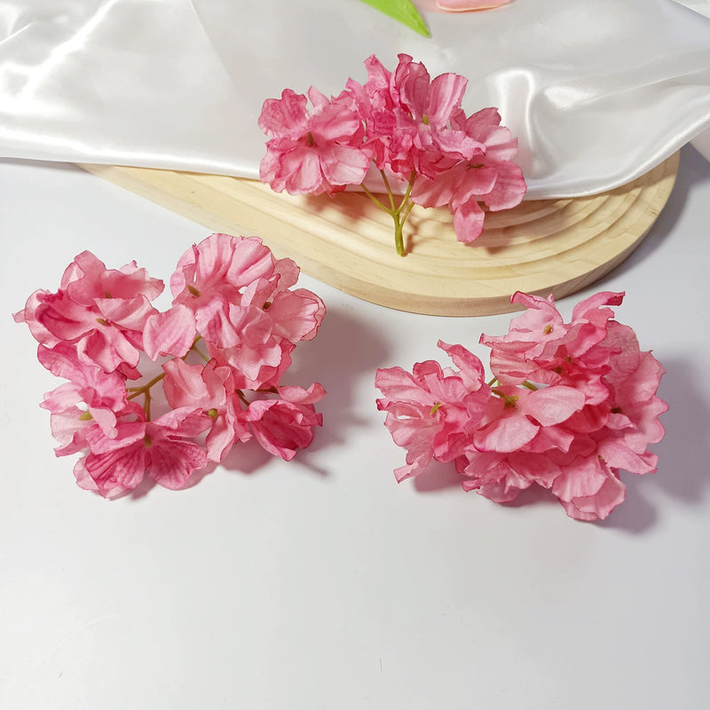 4-Head Singed-Edge Hydrangea Stem, 2" Realistic Faux Flowers for DIY Wedding Bouquets, Centerpieces, Wreaths, Home Decor, Bulk Supply
