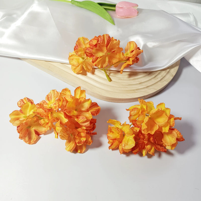 4-Head Singed-Edge Hydrangea Stem, 2" Realistic Faux Flowers for DIY Wedding Bouquets, Centerpieces, Wreaths, Home Decor, Bulk Supply