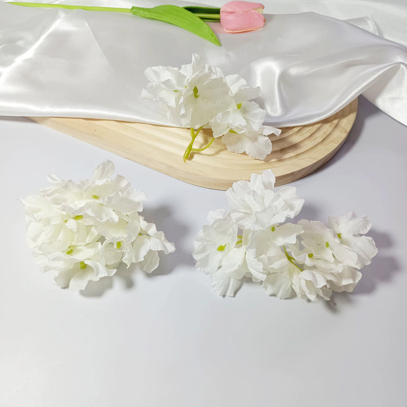 4-Head Singed-Edge Hydrangea Stem, 2" Realistic Faux Flowers for DIY Wedding Bouquets, Centerpieces, Wreaths, Home Decor, Bulk Supply