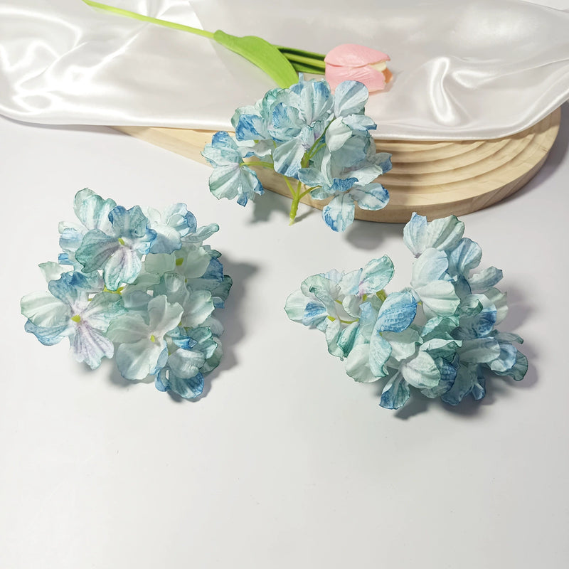 4-Head Singed-Edge Hydrangea Stem, 2" Realistic Faux Flowers for DIY Wedding Bouquets, Centerpieces, Wreaths, Home Decor, Bulk Supply