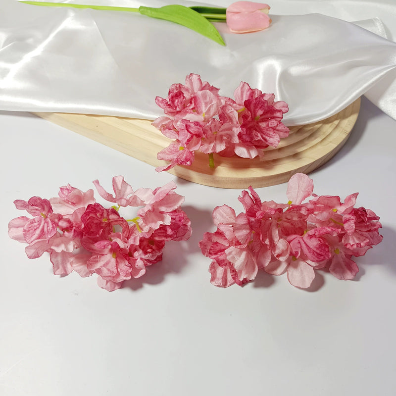 4-Head Singed-Edge Hydrangea Stem, 2" Realistic Faux Flowers for DIY Wedding Bouquets, Centerpieces, Wreaths, Home Decor, Bulk Supply