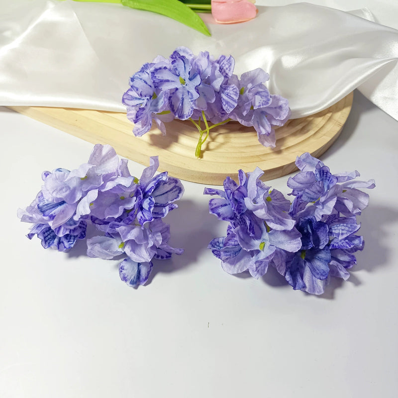 4-Head Singed-Edge Hydrangea Stem, 2" Realistic Faux Flowers for DIY Wedding Bouquets, Centerpieces, Wreaths, Home Decor, Bulk Supply