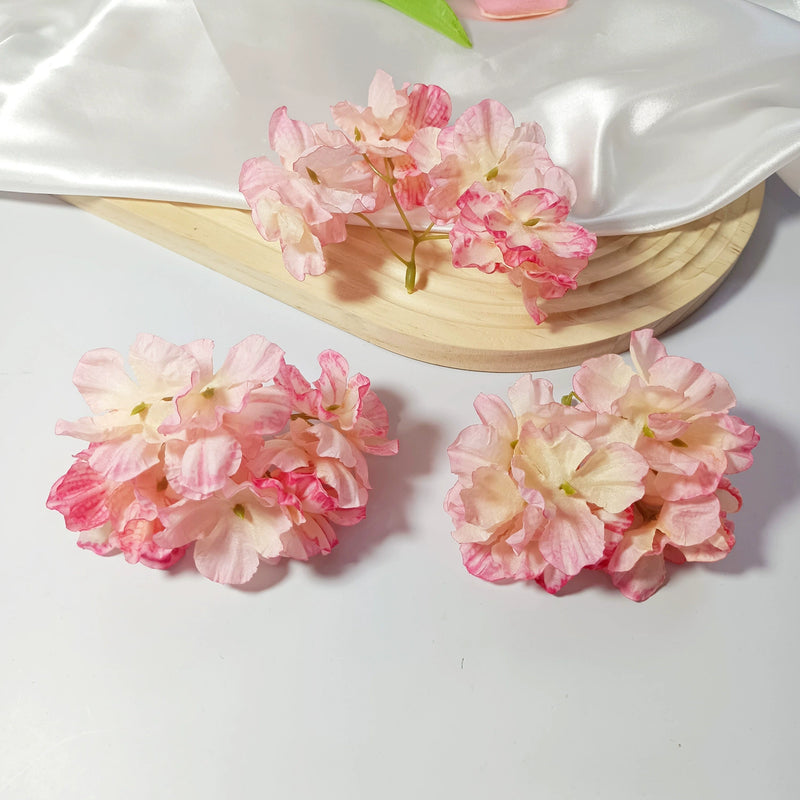 4-Head Singed-Edge Hydrangea Stem, 2" Realistic Faux Flowers for DIY Wedding Bouquets, Centerpieces, Wreaths, Home Decor, Bulk Supply