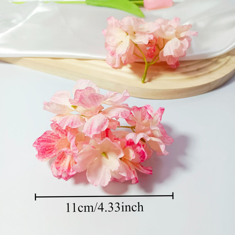 4-Head Singed-Edge Hydrangea Stem, 2" Realistic Faux Flowers for DIY Wedding Bouquets, Centerpieces, Wreaths, Home Decor, Bulk Supply