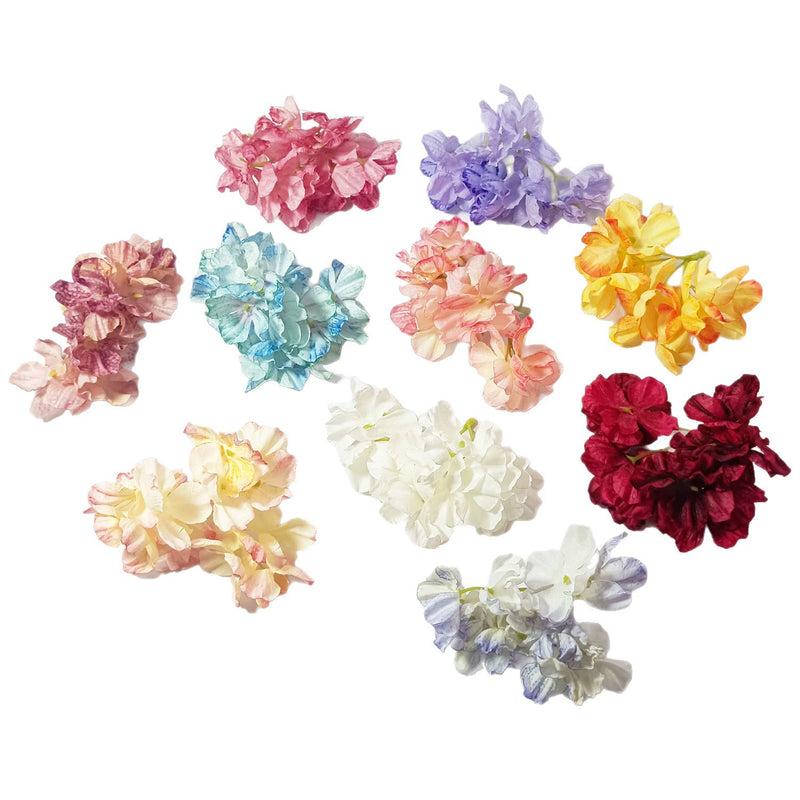 4-Head Singed-Edge Hydrangea Stem, 2" Realistic Faux Flowers for DIY Wedding Bouquets, Centerpieces, Wreaths, Home Decor, Bulk Supply