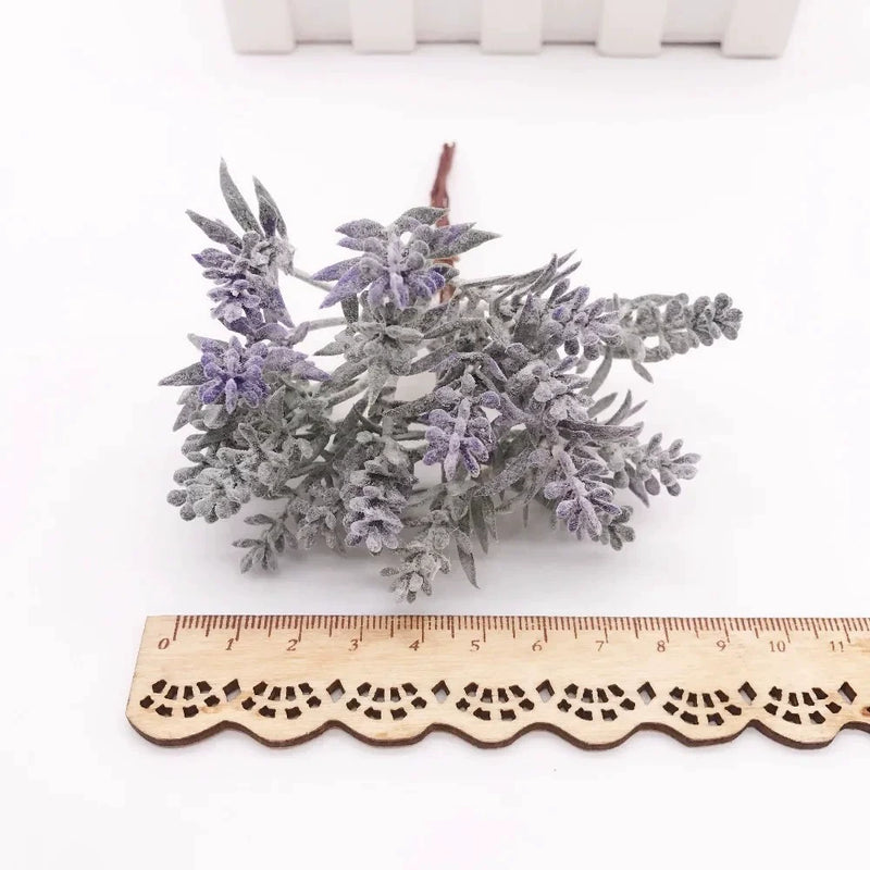 Flocked Lavender Spray, 5.5" Mini Faux Lavender Bunches, Realistic Purple Stems for DIY Wedding Corsages, Boutonnieres & Farmhouse Home Decor