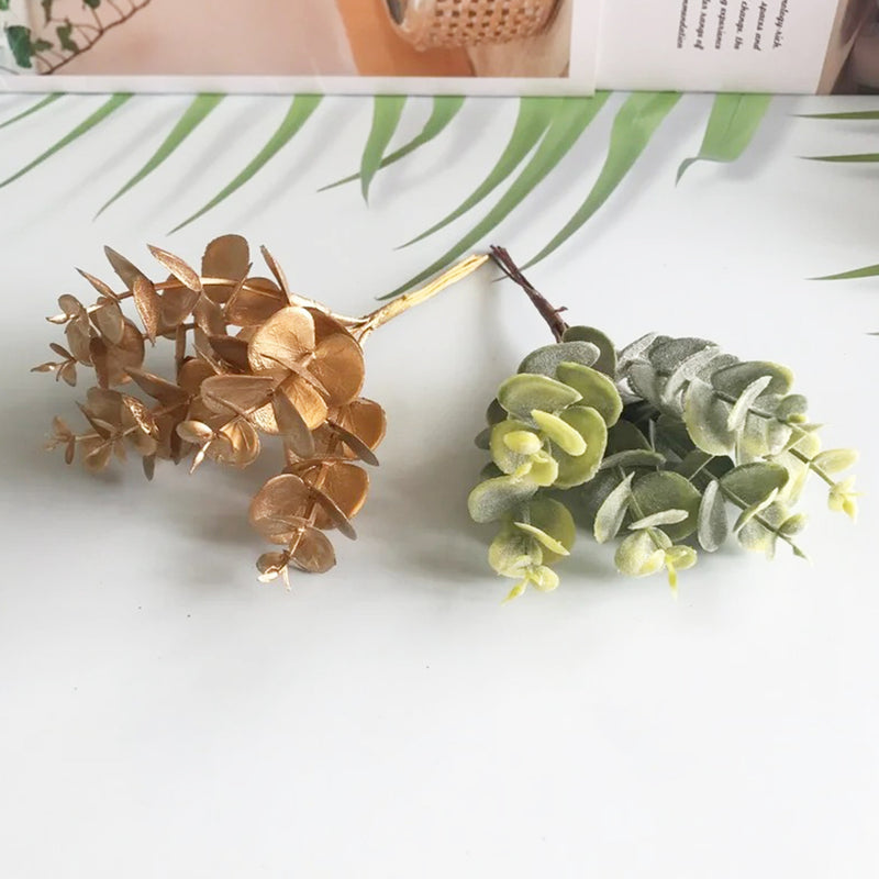 Mini Faux Money Plant Leaves, 5.5" Real-Touch White Eucalyptus Decor, Perfect for Weddings, DIY Bouquets, Home Accents