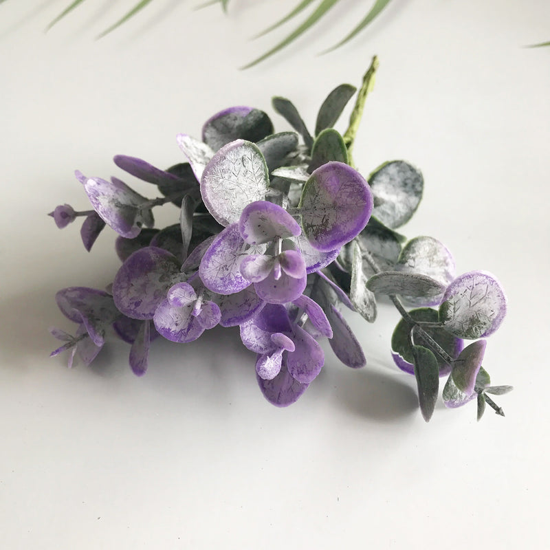 Mini Faux Money Plant Leaves, 5.5" Real-Touch White Eucalyptus Decor, Perfect for Weddings, DIY Bouquets, Home Accents