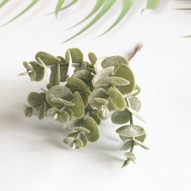 Mini Faux Money Plant Leaves, 5.5" Real-Touch White Eucalyptus Decor, Perfect for Weddings, DIY Bouquets, Home Accents