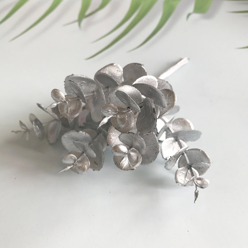 Mini Faux Money Plant Leaves, 5.5" Real-Touch White Eucalyptus Decor, Perfect for Weddings, DIY Bouquets, Home Accents