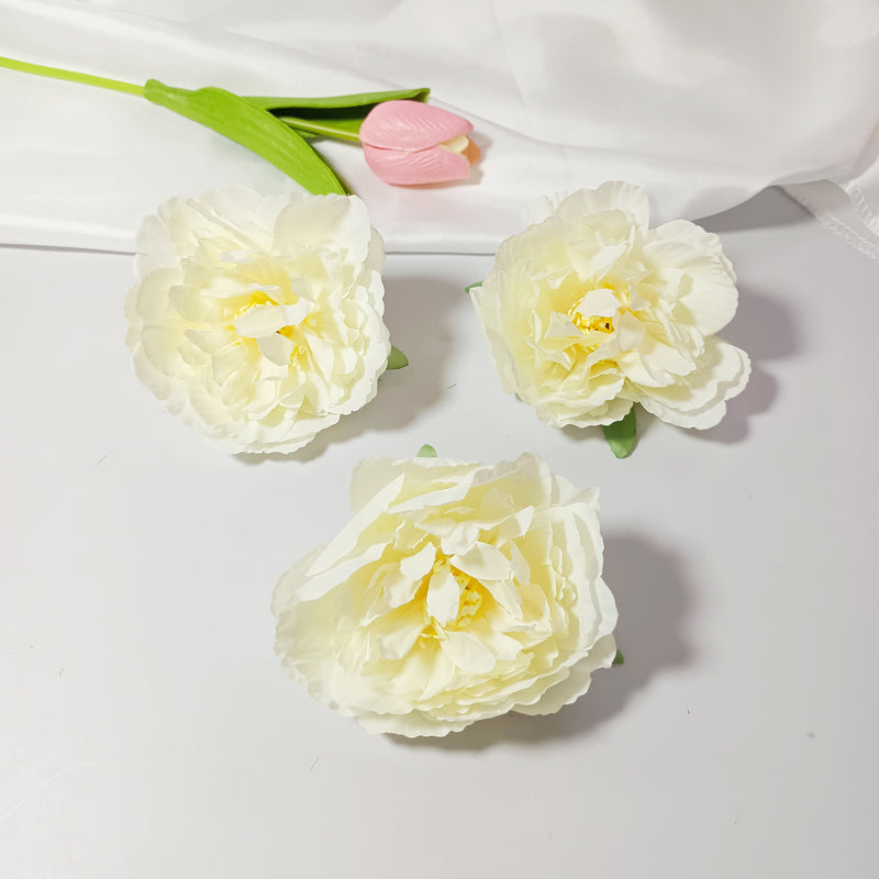 Bulk Silk Peony Heads, 10-Pack 4" Artificial Flowers, Realistic Faux Floral Supplies for DIY Wedding Decor, Hair Accessories & Crafts
