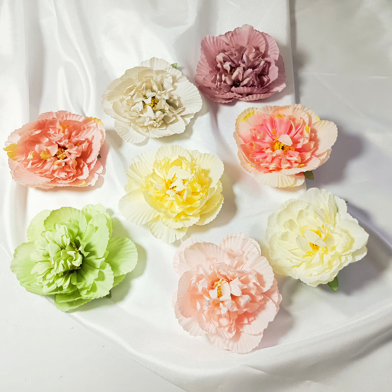 Bulk Silk Peony Heads, 10-Pack 4" Artificial Flowers, Realistic Faux Floral Supplies for DIY Wedding Decor, Hair Accessories & Crafts