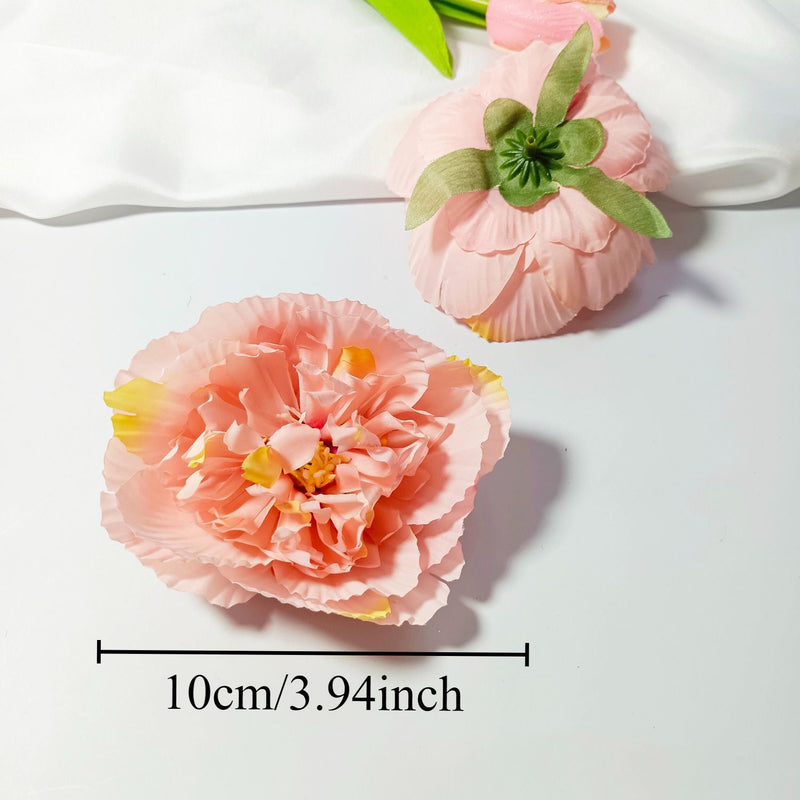 Bulk Silk Peony Heads, 10-Pack 4" Artificial Flowers, Realistic Faux Floral Supplies for DIY Wedding Decor, Hair Accessories & Crafts