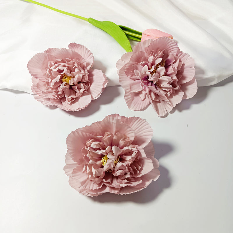 Bulk Silk Peony Heads, 10-Pack 4" Artificial Flowers, Realistic Faux Floral Supplies for DIY Wedding Decor, Hair Accessories & Crafts