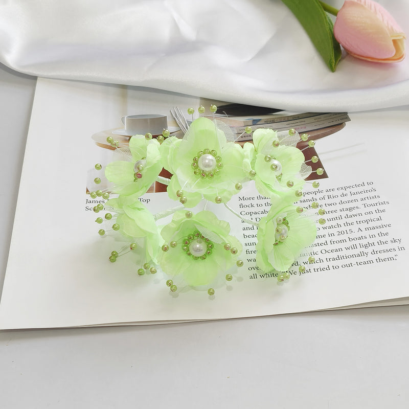 Luminous Pearl Flower Spray, 4.5" Beaded Floral Picks for DIY Wedding Decor, Corsage & Boutonniere Crafting, Ethereal Bridal Hair Accessories