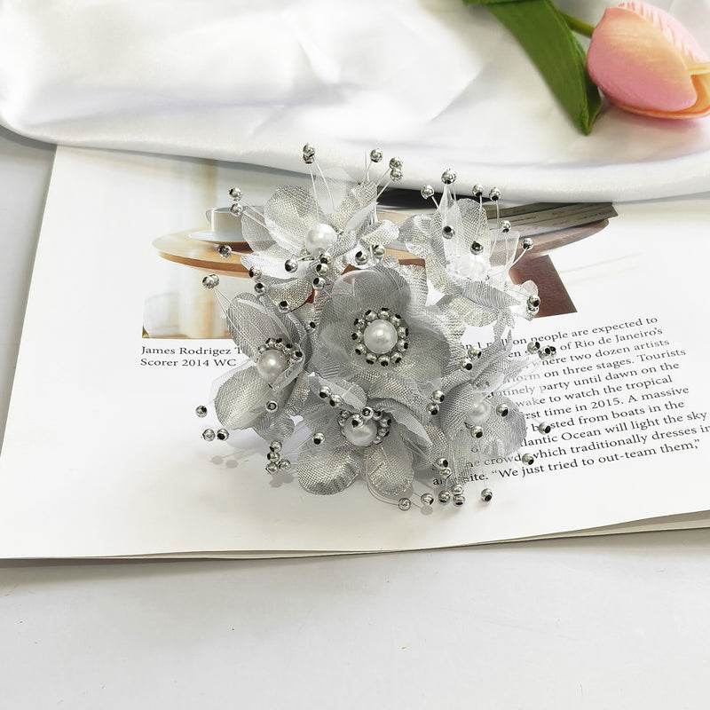 Luminous Pearl Flower Spray, 4.5" Beaded Floral Picks for DIY Wedding Decor, Corsage & Boutonniere Crafting, Ethereal Bridal Hair Accessories