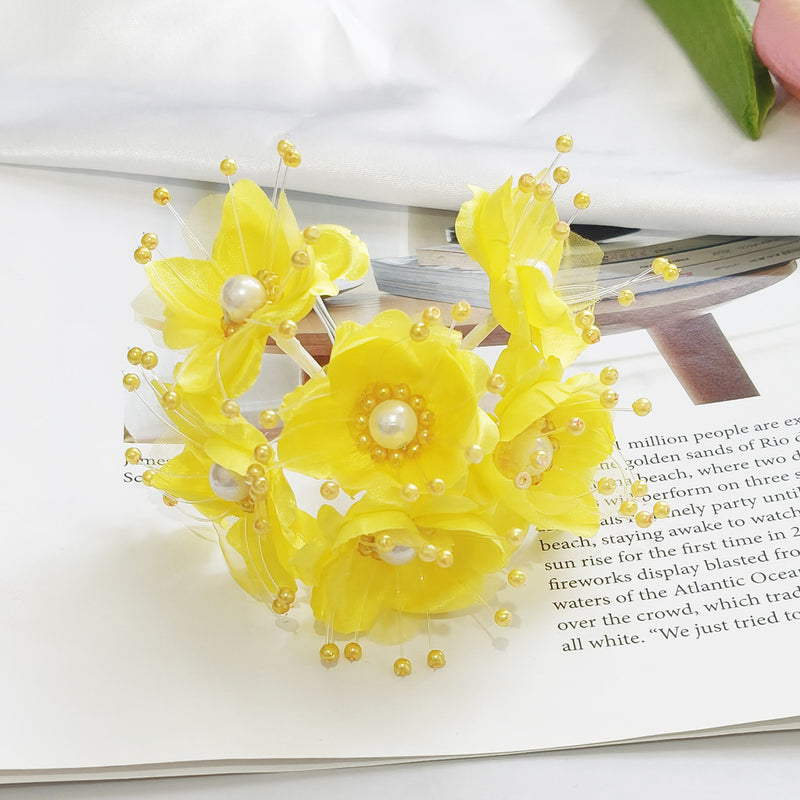 Luminous Pearl Flower Spray, 4.5" Beaded Floral Picks for DIY Wedding Decor, Corsage & Boutonniere Crafting, Ethereal Bridal Hair Accessories